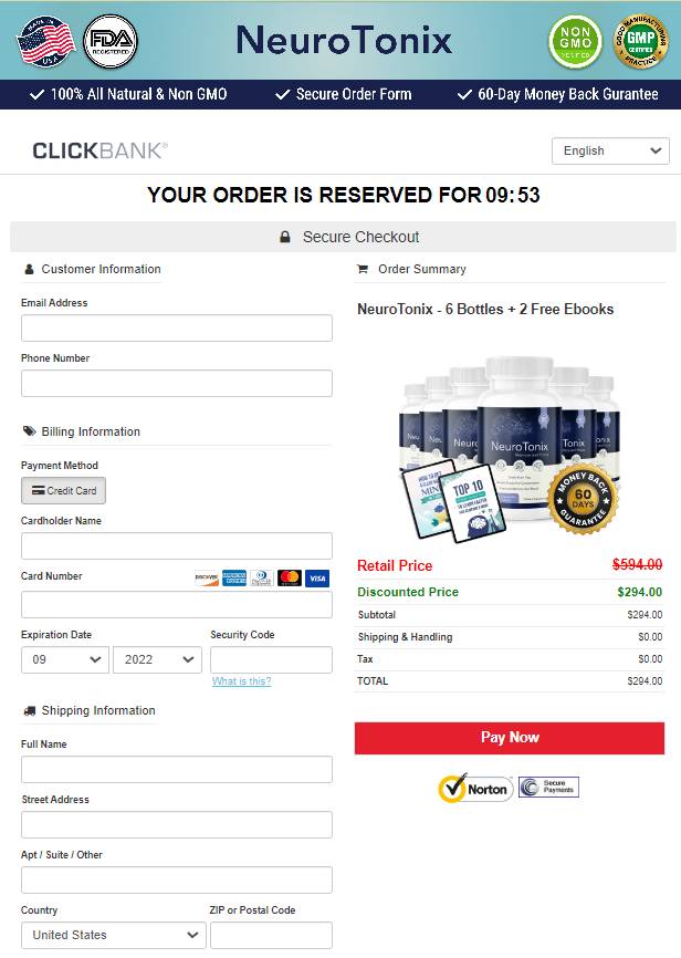 NeuroTonix - Secure checkout
